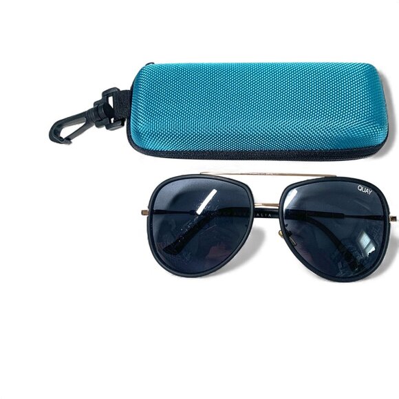 Quay Australia Needing Fame 126 Aviator Sunglasses Black With Case - Picture 2 of 7